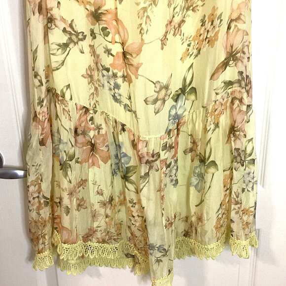 Bellambia Women's Dress Size M Yellow Floral Sleeveless Silk Blend Sleeveless - Picture 3 of 7